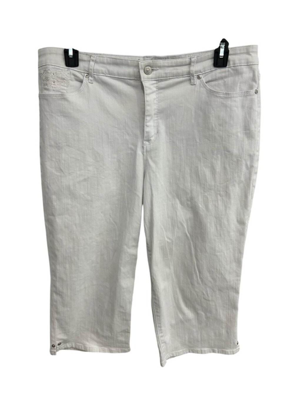 Gloria Vanderbilt 16 White Capri Pants Embroidered Pockets Minimalist Heritage